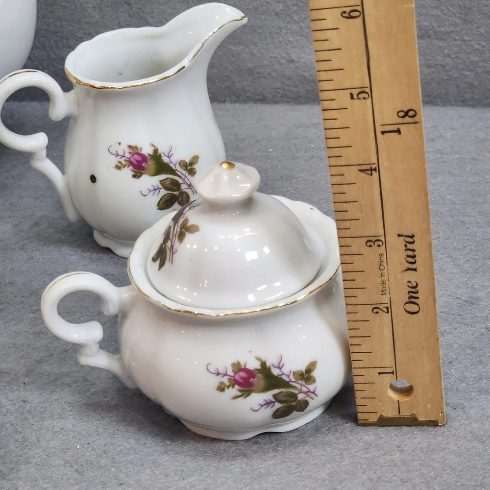 Thames Tea Set White Pink Rose Floral Hand Painted Gold‎ Trim Japan 13pc Set